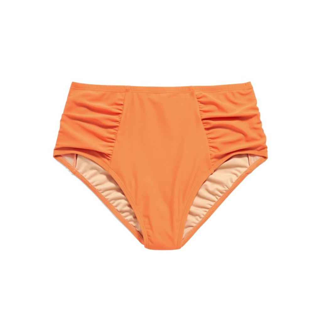 OLD NAVY Coral High-Waisted Ruched Bikini Bottoms, size S